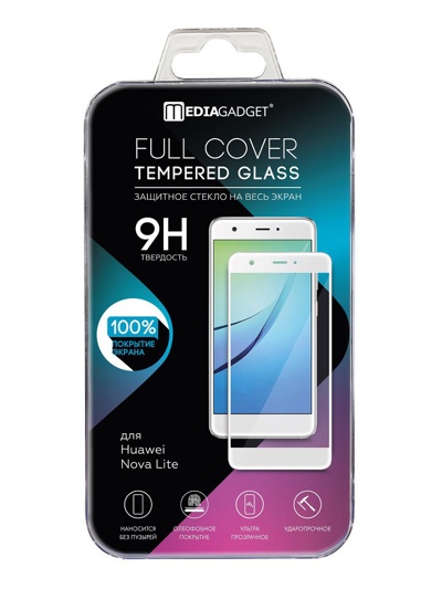 Защитное стекло для huawei Nova Lite MEDIAGADGET TEMPERED GLASS (белая рамка)
