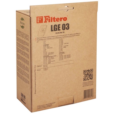 Filtero LGE 03 ECOLine XL, Мешки-пылесборники  10 шт + микрофильтр, бумажные