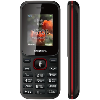 Мобильный телефон TeXet TM-128 чёрный-красный - фото