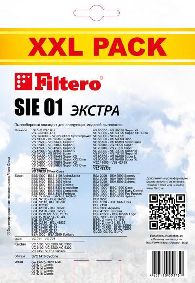 Мешки-пылесборники Filtero SIE 01 XXL Pack ЭКСТРА, 8 шт + микрофильтр, синтетические
