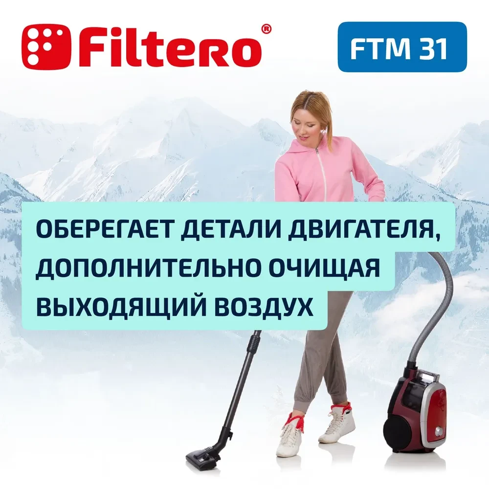 Filtero FTM 31 TEF комплект моторных фильтров для пылесосов для пылесосов (тип RS-RT900574), Tefal TW 29, TW 37, Rowenta RO 29, Swift Power Cyclonic, RO 37, Compact Power Cyclonic