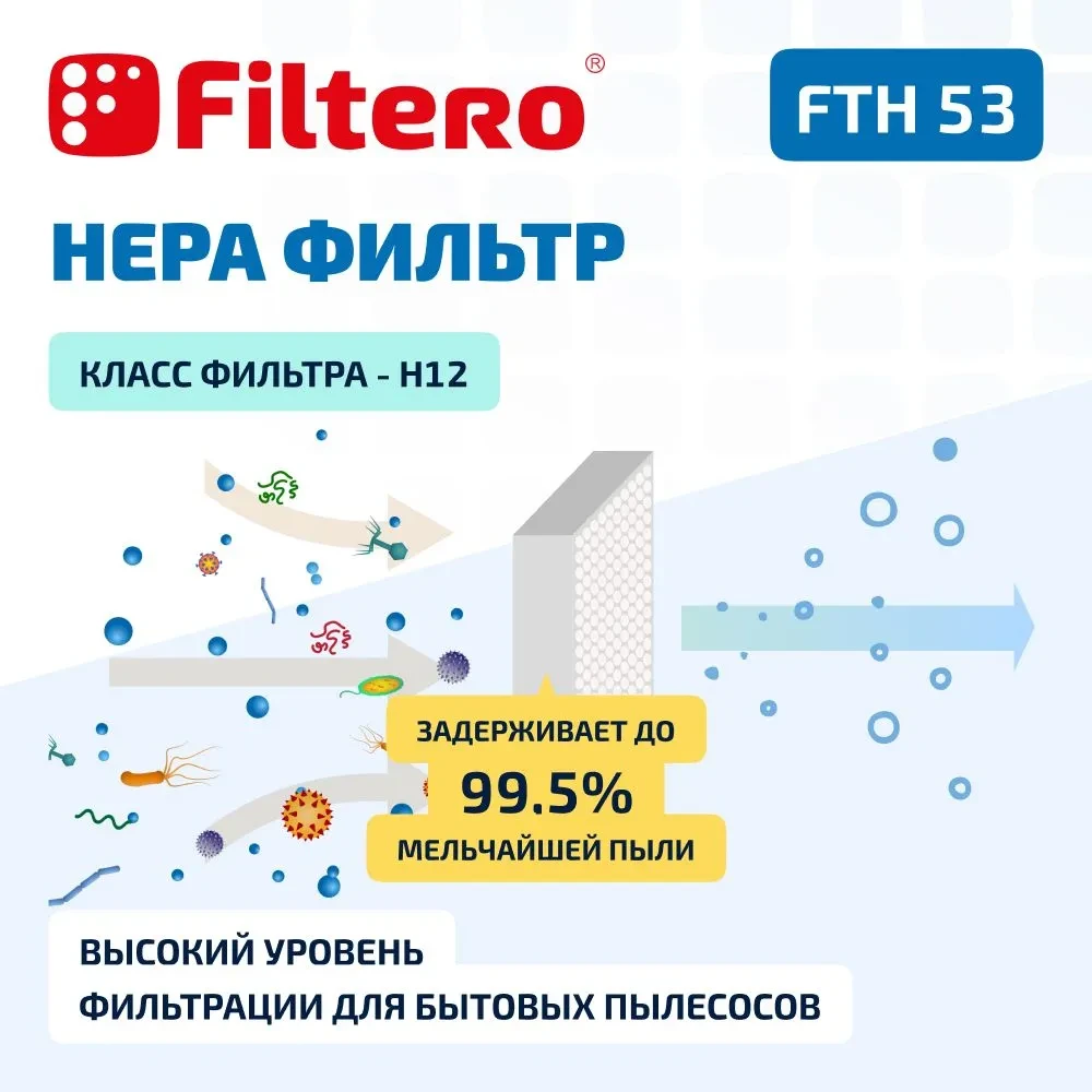 Filtero FTH 53 HEPA фильтр  для пылесосов Tefal и Rowenta