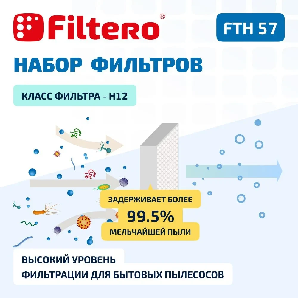 Filtero FTH 57 HEPA фильтр  для пылесосов Rowenta и Tefal