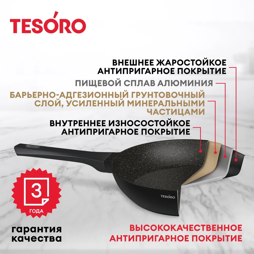 Сковорода Tesoro Florence Induction total dark TF16209tdi 20см