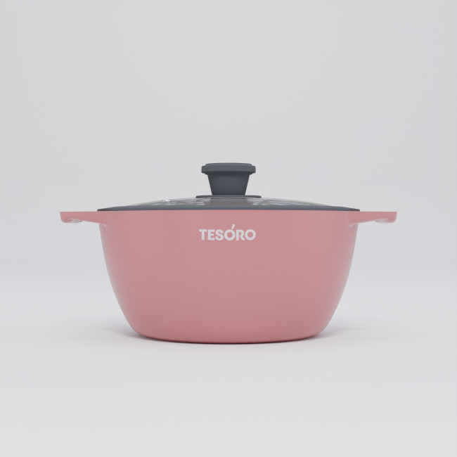 Кастрюля 4л Tesoro Florence Induction total pink с крышкой с силиконовым ободом  TF6640tpi