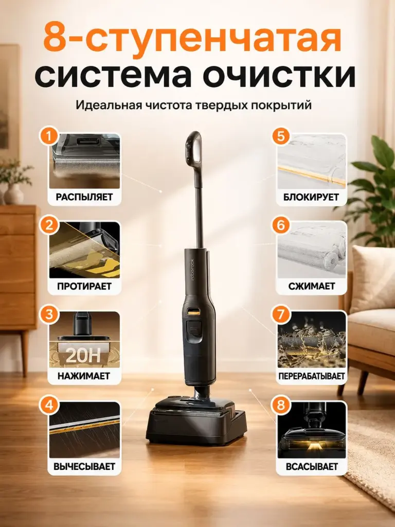 Вертикальный моющий пылесос Roborock Morph F25 WD5M1A (черный)
