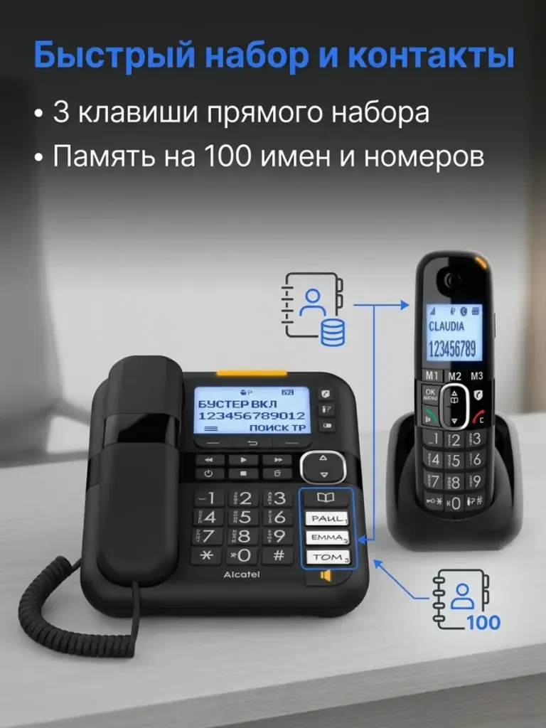 Радиотелефон ALCATEL R100 COMBO черный
