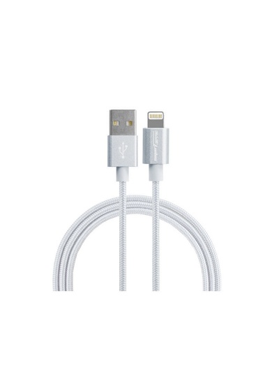 USB-кабель Smarterra STR-AL002M для iPhone/iPad/iPod 8-pin Lightning, MFI (1м, нейлон, серебристый)
