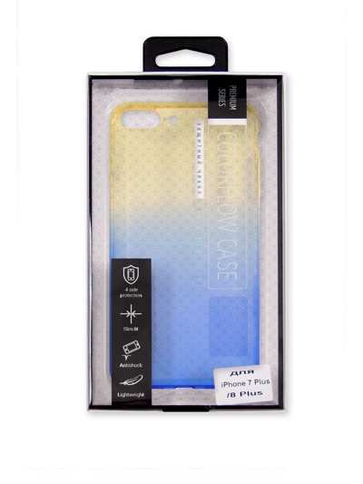 Чехол-накладка SMARTERRA COLORFLOW для iPhone 8 Plus/7 Plus синий-желтый - фото2