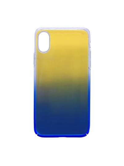Чехол-накладка SMARTERRA COLORFLOW для iPhone X прозрачный синий-жёлтый - фото