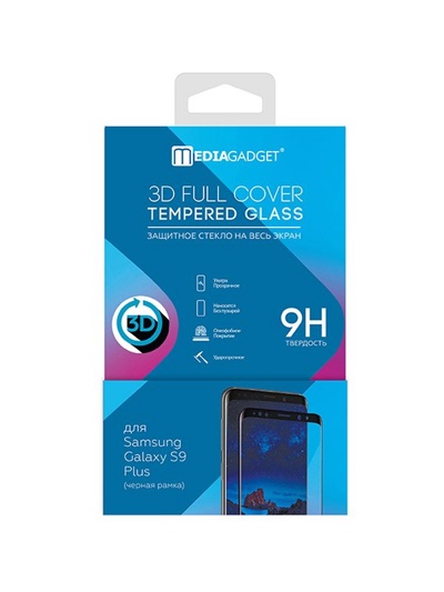 Защитное стекло samsung для Galaxy S9 Plus MEDIAGADGET 3D FULL COVER GLASS (черная рамка)