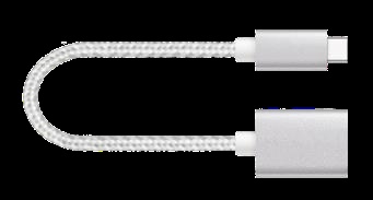 OTG-адаптер Smarterra STR-TCU20 Type C - USB F (20см,нейлоновая оплетка,серебристый)